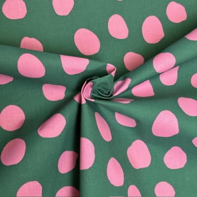 Beschichtete Baumwolle | Punkte | grün rosa